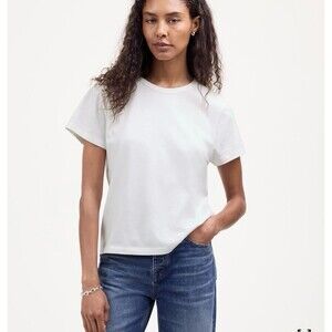 Madewell Women’s The Perfect Cotton Crewneck Tee White XXS Short Sleeve NWT